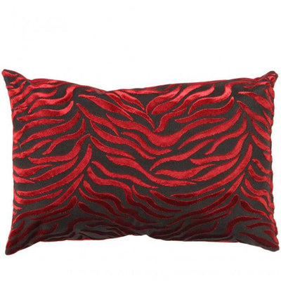 Canvello Tigre Pillow Red & Black Velvet - 16'' X 24'' - Canvello