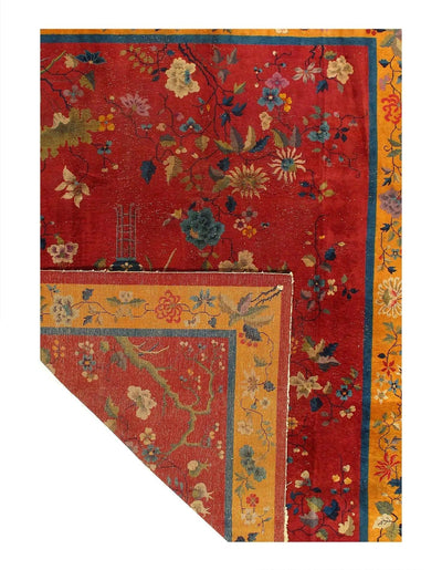 Canvello Timeless Beauty: An Antique Hand Knotted Chinese Art Deco Rug - 8'11'' X 11'7'' - Canvello