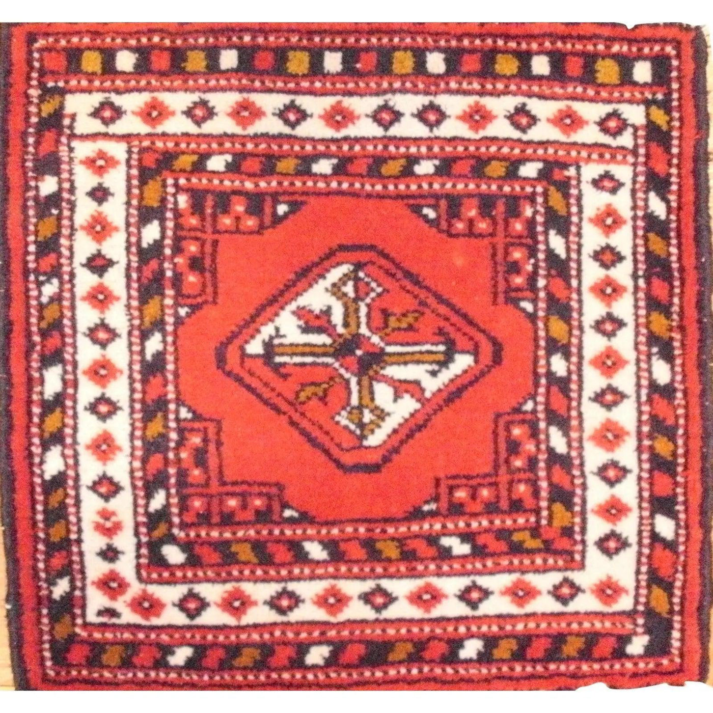 Canvello Torkaman Antique Blue And Red Rug - 1'5"x1'5"