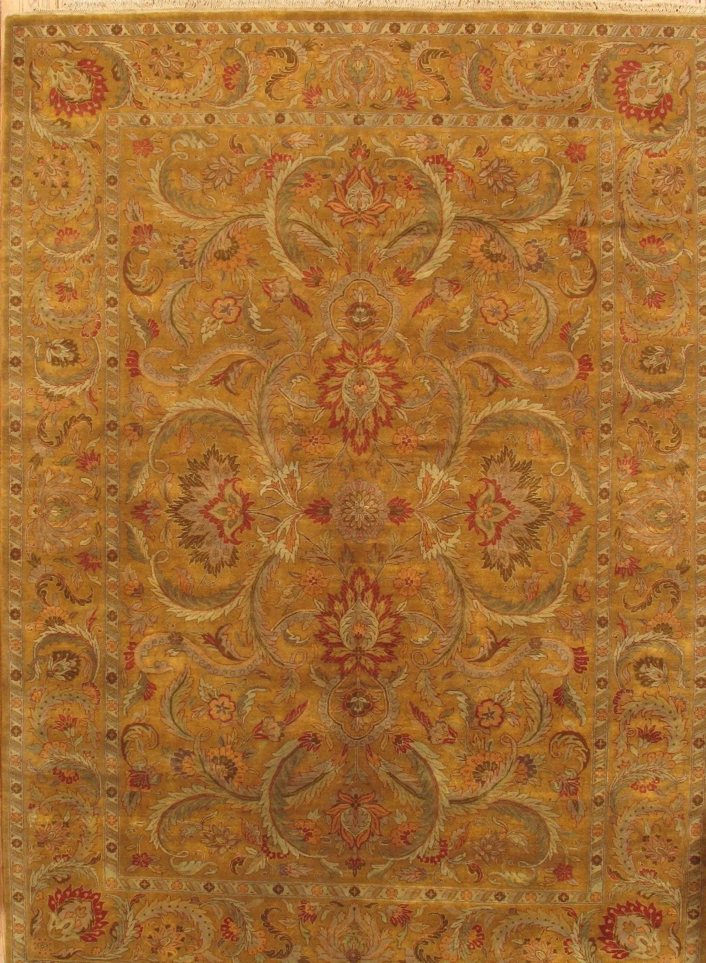 Canvello Traditional Agra Hand-Knotted Lamb's Wool Area Rug- 10' 0" X 13'11"