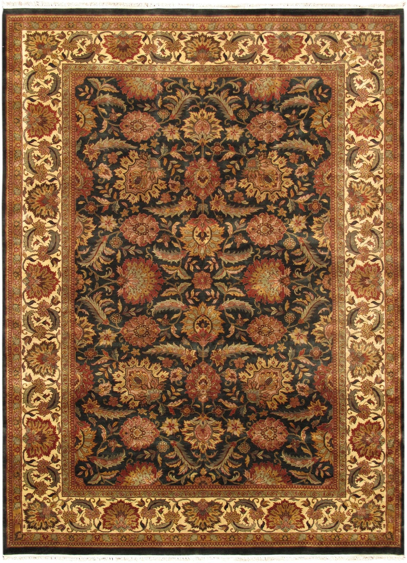 Canvello Traditional Agra Hand-Knotted Lamb's Wool Area Rug- 10'2" X 14'