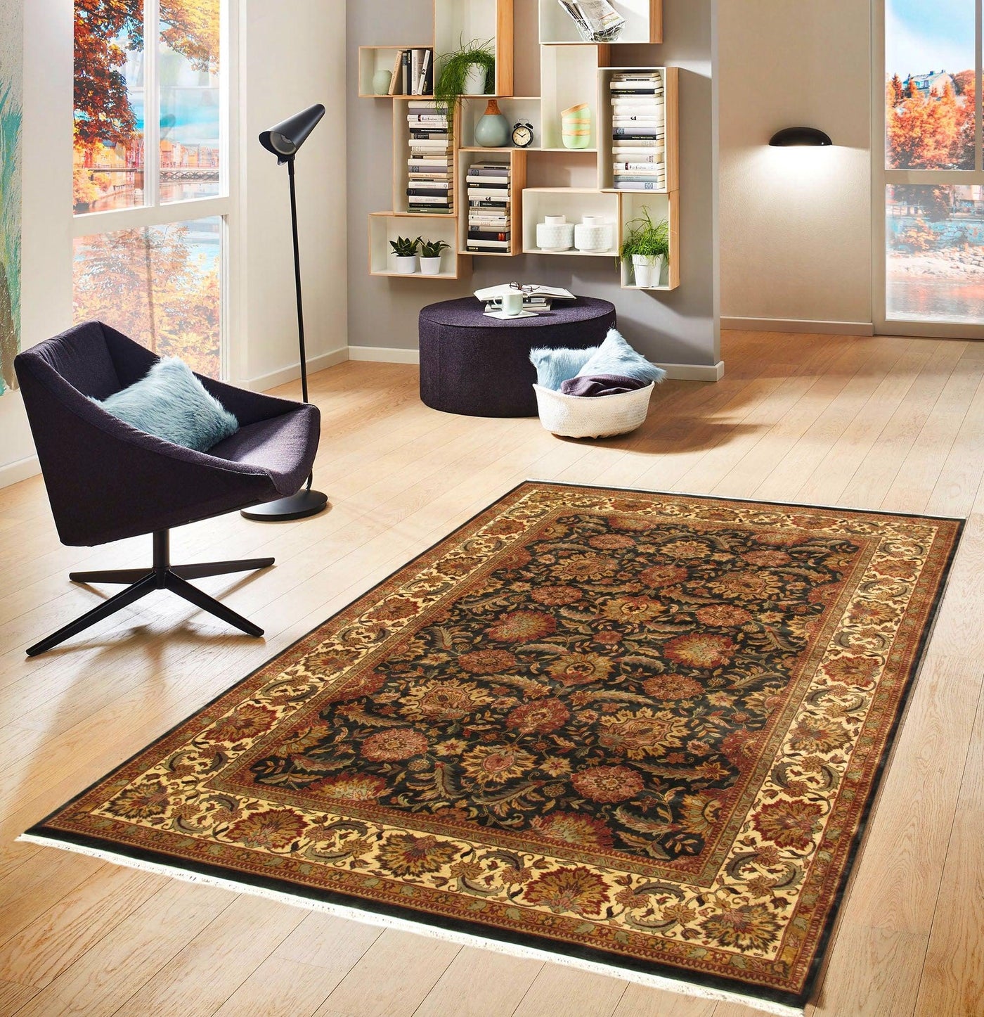 Canvello Traditional Agra Hand-Knotted Lamb's Wool Area Rug- 10'2" X 14'