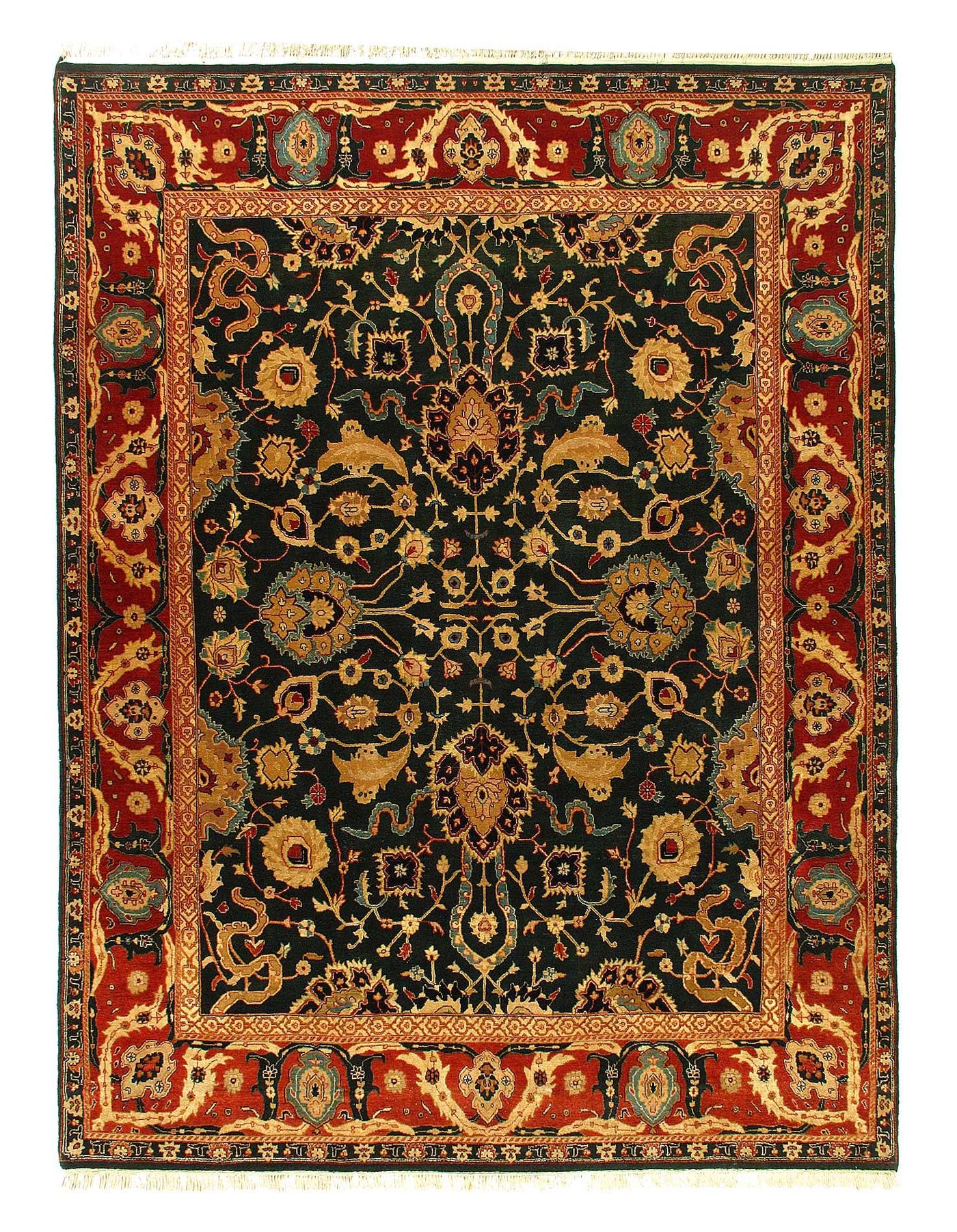 Canvello Traditional Fine Hand Knotted Agra rug - 8' X 10'9'' - Canvello