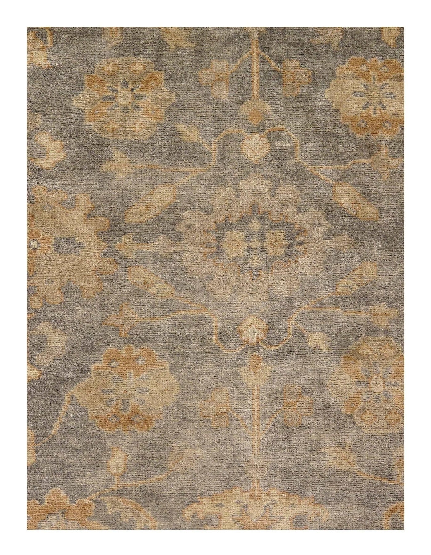 Canvello Traditional Oushak Design Olive and Ivory Wool Hand Knotted Rug - 8'3" X 9'10" - Canvello