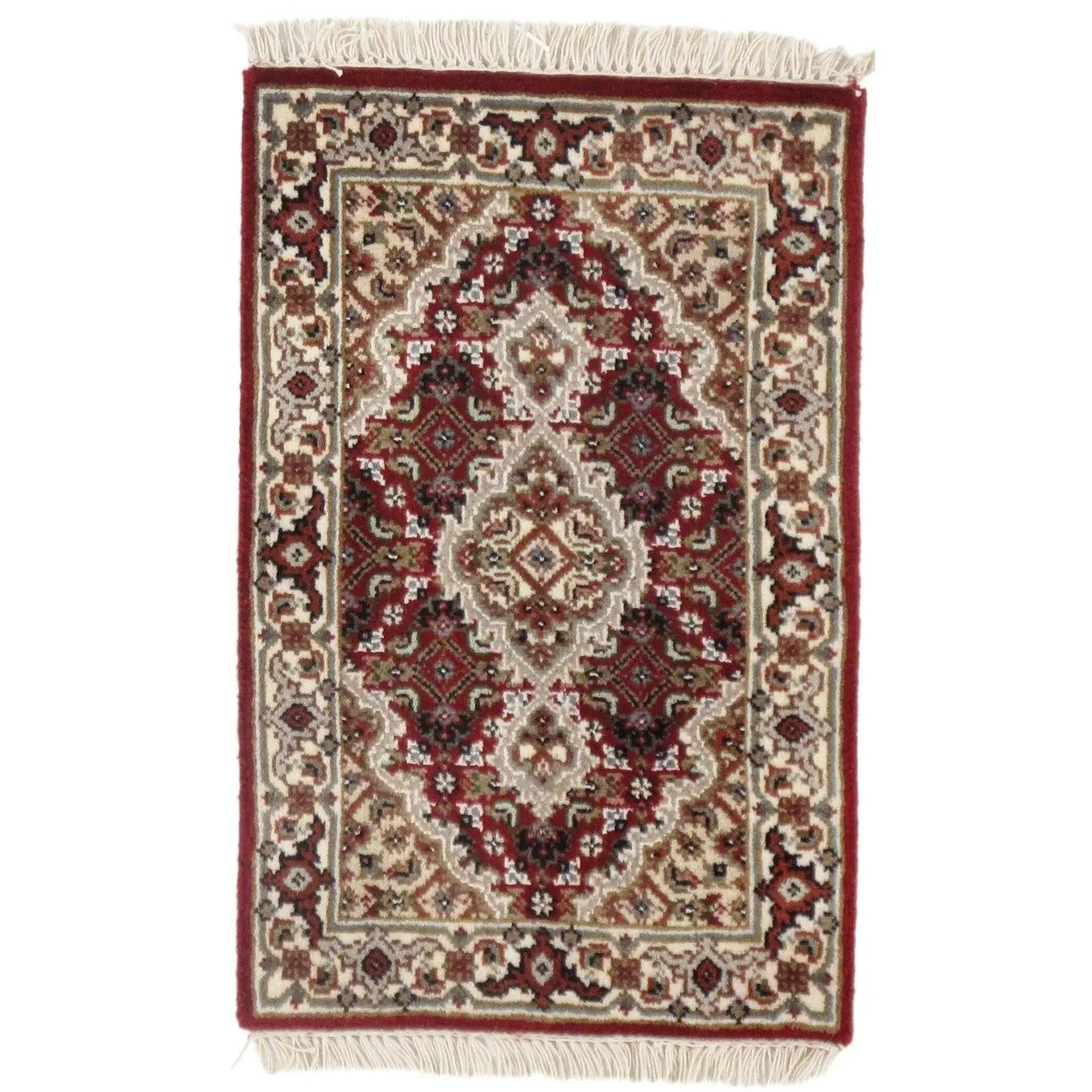 Traditional Tabriz Design Hand-Knotted Rug - 1'4" X 2'