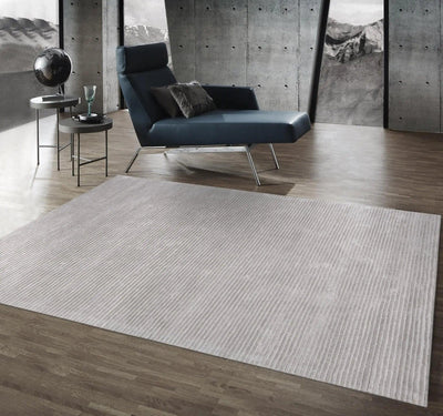 Canvello Transitional Collection Hand-Tufted Silver/Grey Bsilk & Wool Area Rug- 8'9" X 11'9"