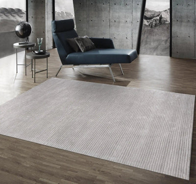 Canvello Transitional Collection Hand - Tufted Silver/Grey Bsilk & Wool Area Rug - 8'9" X 11'9" - Canvello