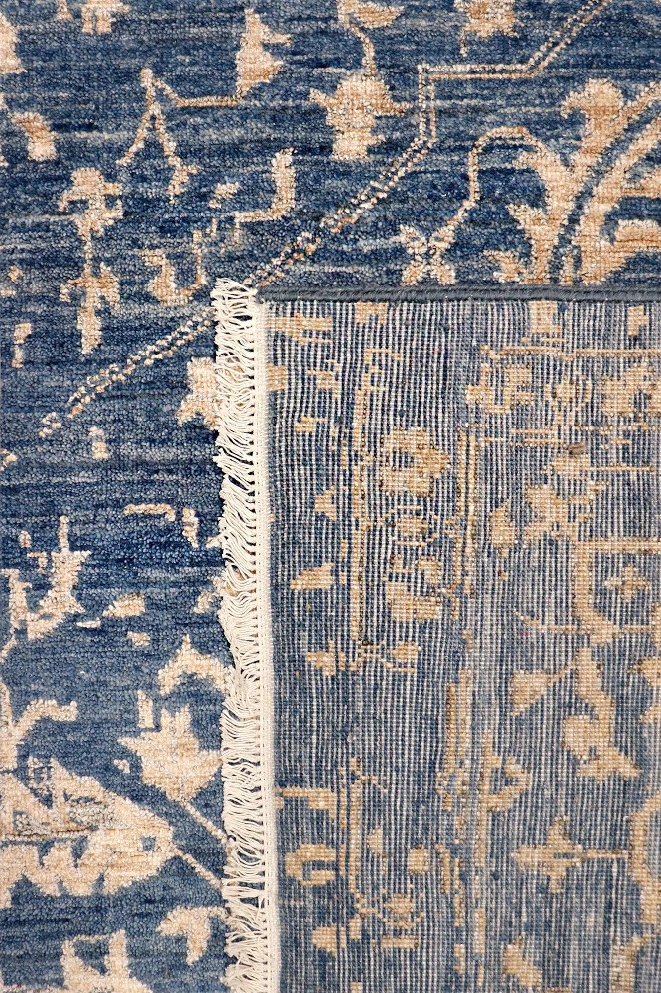 Canvello Transitional Hand-Knotted Blue Bsilk & Wool Area Rug- 9' X 12'2"