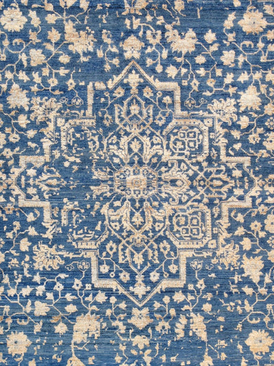 Canvello Transitional Hand - Knotted Blue Bsilk & Wool Area Rug - 9' X 12'2" - Canvello