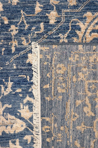 Canvello Transitional Hand - Knotted Blue Bsilk & Wool Area Rug - 9' X 12'2" - Canvello