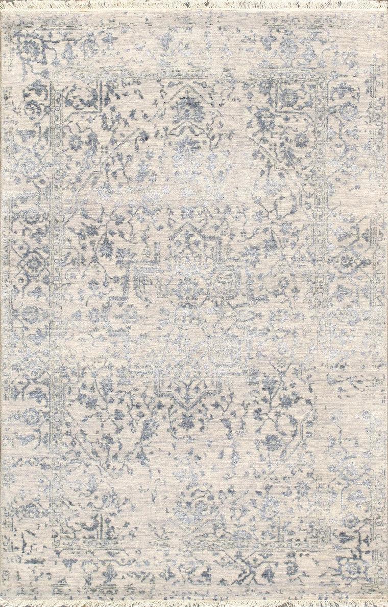 Canvello Transitional Hand Knotted Bsilk & Wool Area Rug - 4' X 6'2"