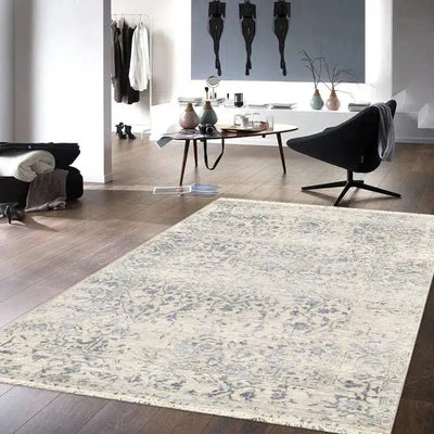 Canvello Transitional Hand Knotted Bsilk & Wool Area Rug - 4' X 6'2"
