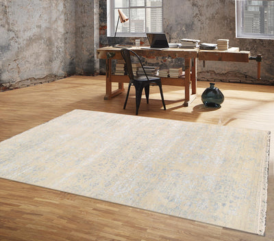 Canvello Transitional Hand Knotted Bsilk & Wool Area Rug - 4' X 6'1" - Canvello