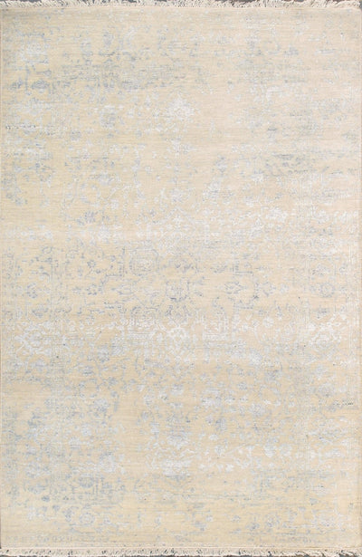 Canvello Transitional Hand Knotted Bsilk & Wool Area Rug - 4' X 6'1" - Canvello