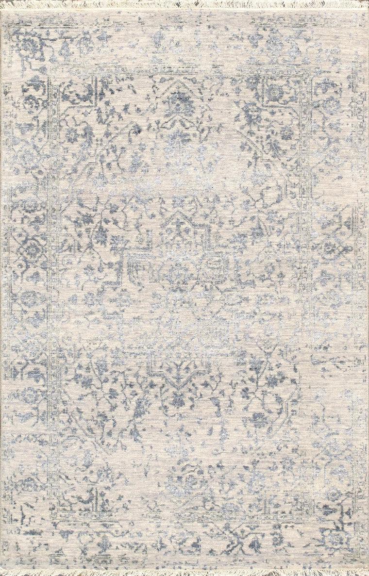 Canvello Transitional Hand Knotted Bsilk & Wool Area Rug - 4' X 6'2" - Canvello