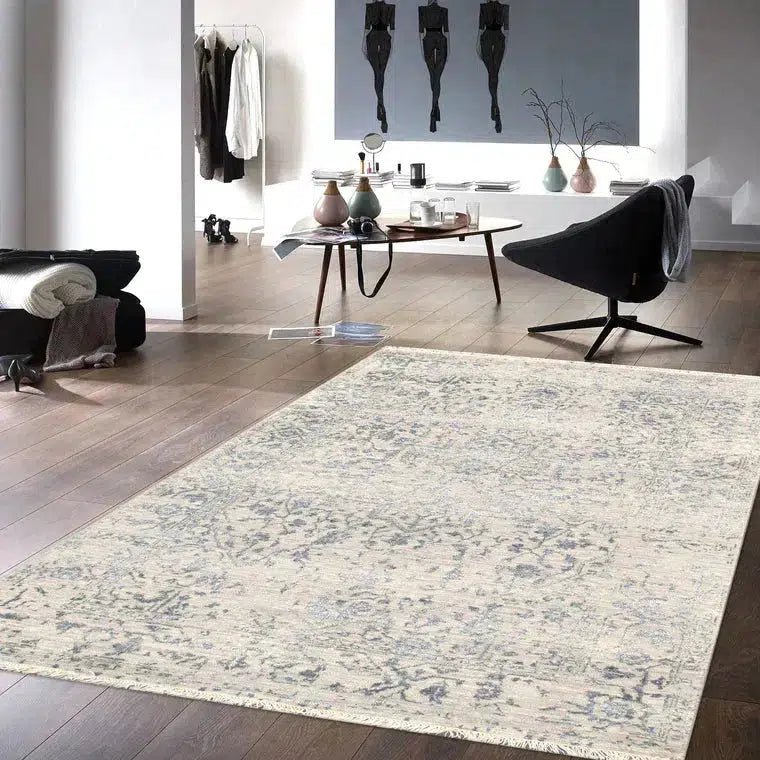 Canvello Transitional Hand Knotted Bsilk & Wool Area Rug - 4' X 6'2" - Canvello