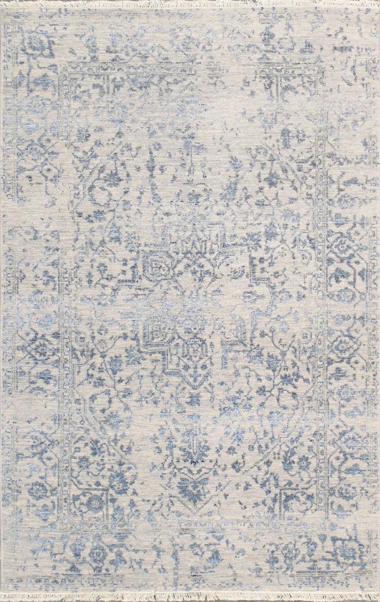 Canvello Transitional Hand Knotted Bsilk & Wool Area Rug - 4' X 6'3" - Canvello