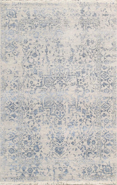 Canvello Transitional Hand Knotted Bsilk & Wool Area Rug - 4' X 6'3" - Canvello