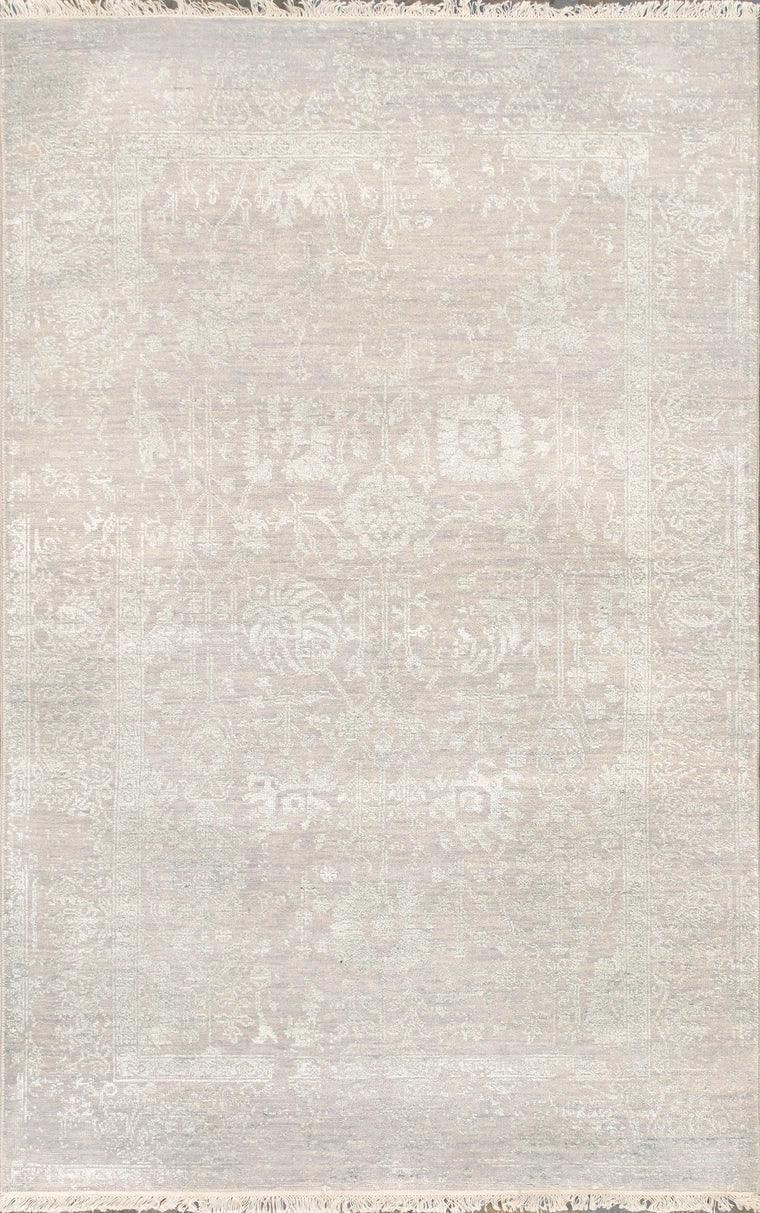 Canvello Transitional Hand Knotted Bsilk & Wool Area Rug - 4' X 6'3" - Canvello