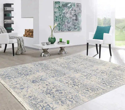 Canvello Transitional Hand Knotted Bsilk & Wool Area Rug - 4' X 6'3" - Canvello