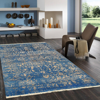 Canvello Transitional Hand Knotted Bsilk & Wool Area Rug - 4'1" X 6'2" - Canvello