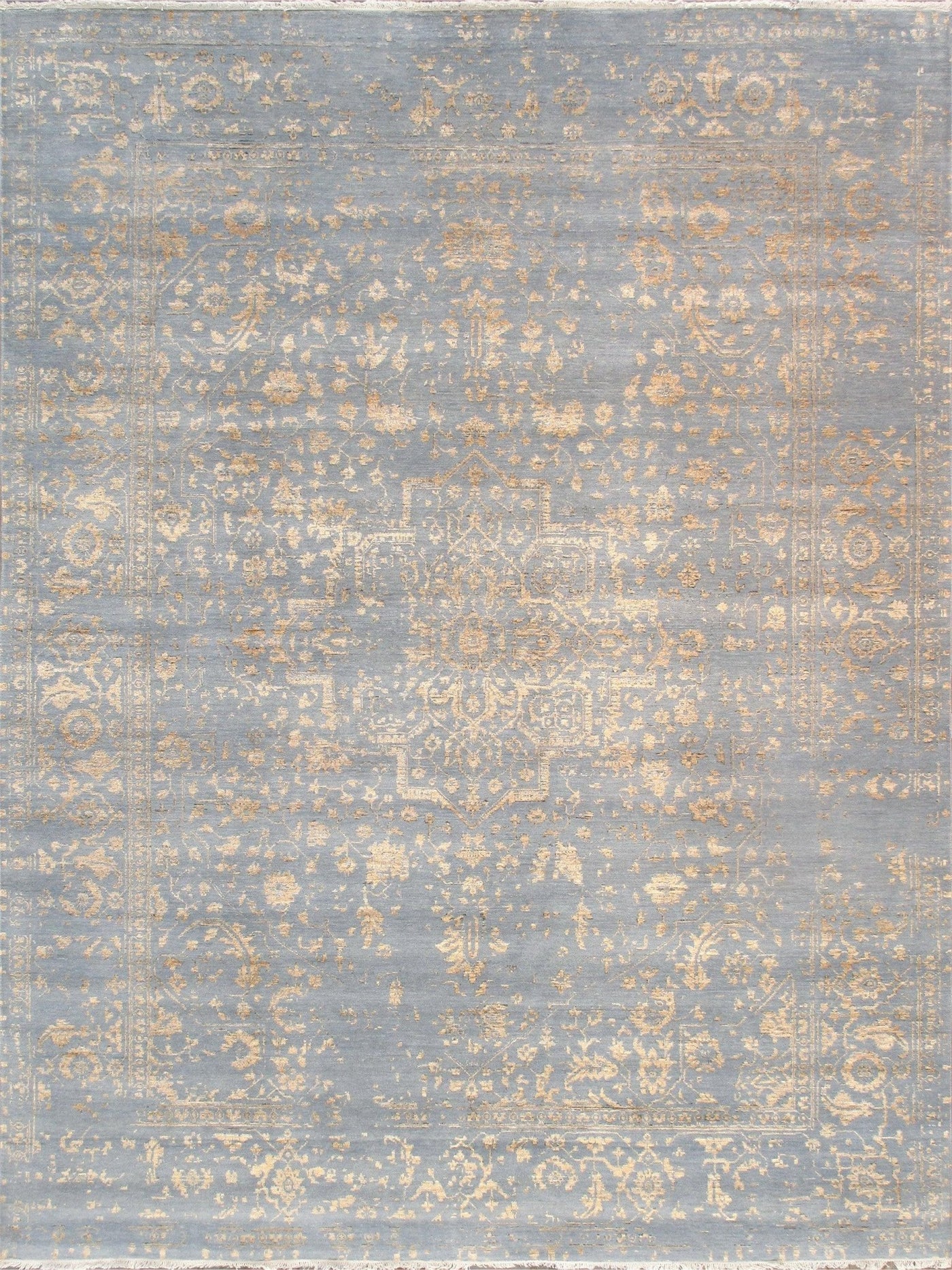 Canvello Transitional Hand Knotted Bsilk & Wool Area Rug - 8'11" X 11'9" - Canvello