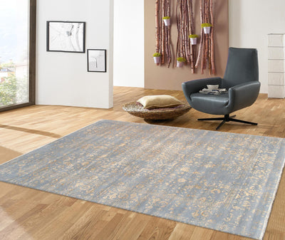 Canvello Transitional Hand Knotted Bsilk & Wool Area Rug - 8'11" X 11'9" - Canvello