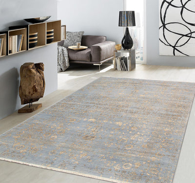 Canvello Transitional Hand Knotted Bsilk & Wool Area Rug - 8'11" X 11'9" - Canvello