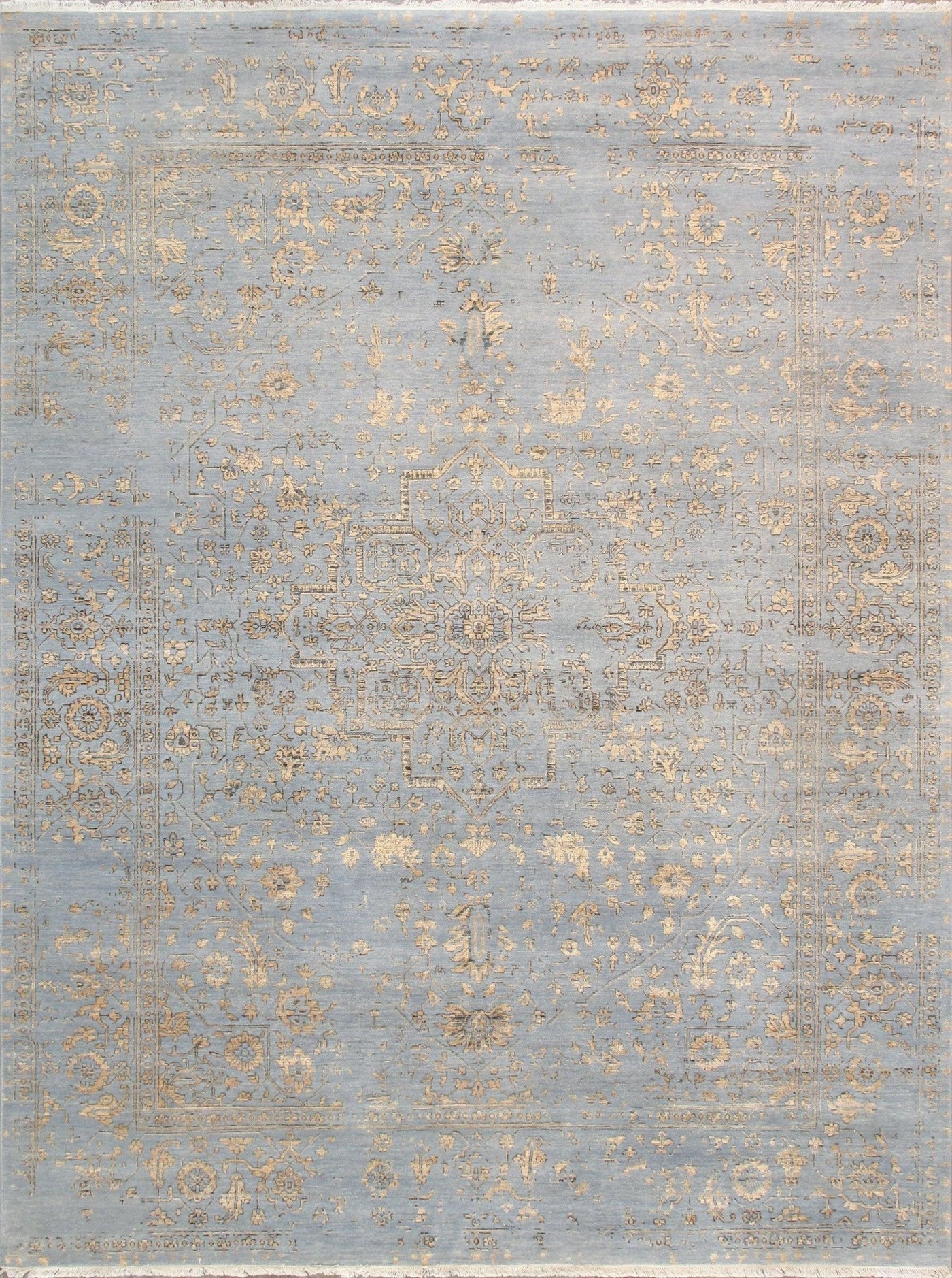 Canvello Transitional Hand Knotted Bsilk & Wool Area Rug - 8'11" X 11'9" - Canvello