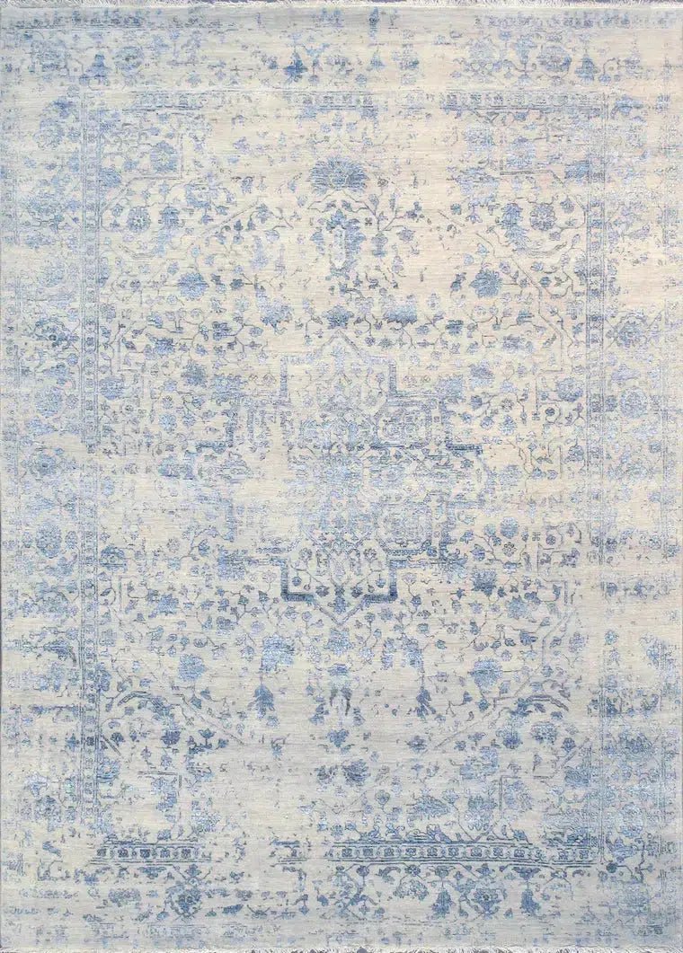 Canvello Transitional Hand Knotted Bsilk & Wool Area Rug - 8'5" X 11'8" - Canvello