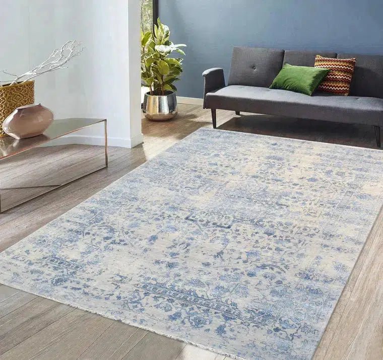 Canvello Transitional Hand Knotted Bsilk & Wool Area Rug - 8'5" X 11'8" - Canvello