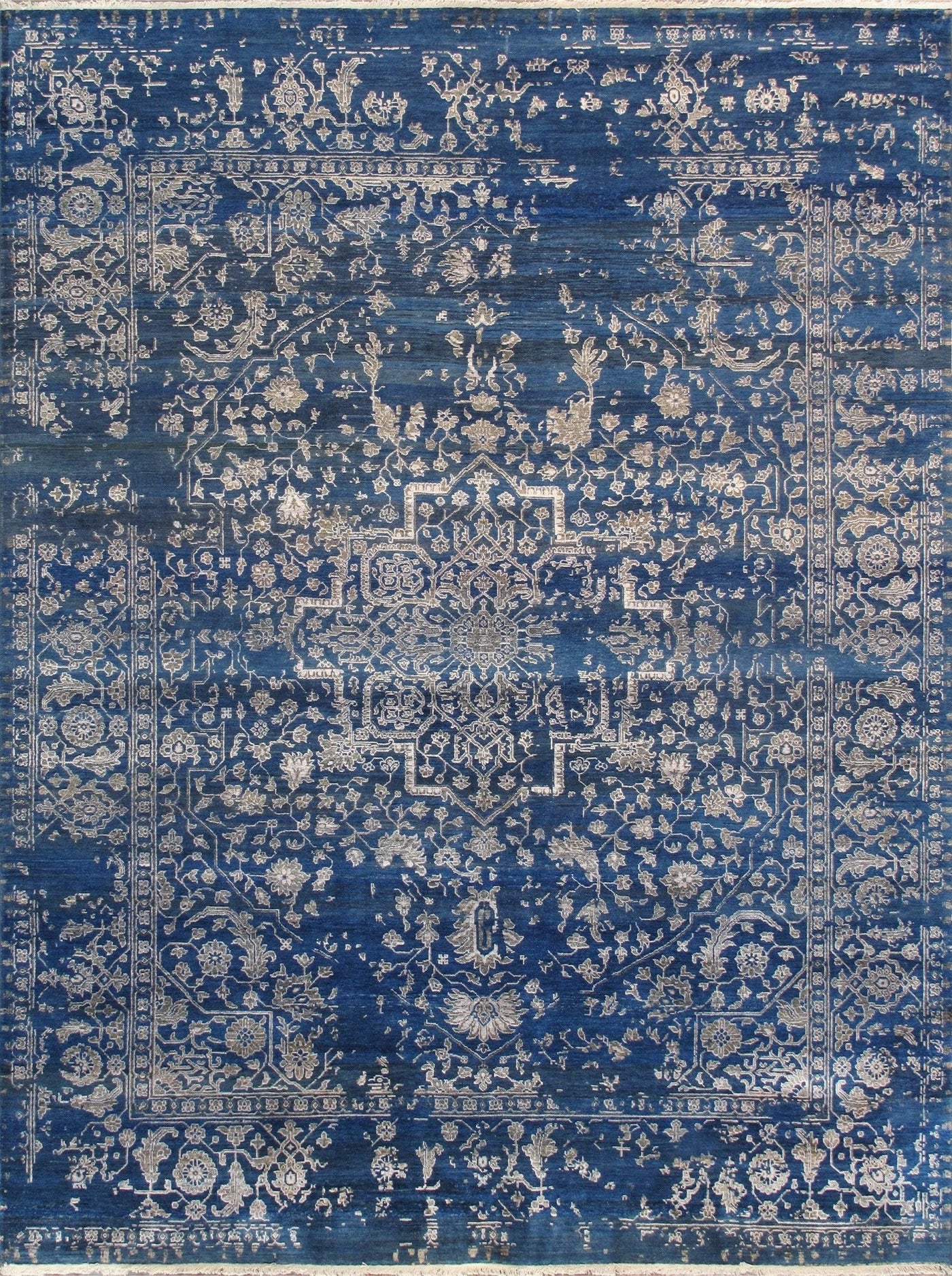 Canvello Transitional Hand Knotted Bsilk & Wool Area Rug - 9' X 11'10" - Canvello