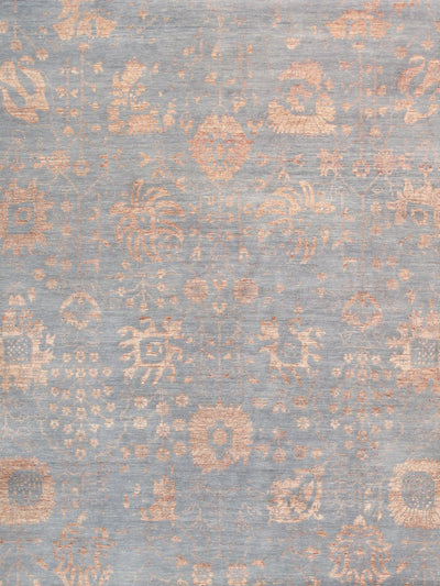Canvello Transitional Hand-Knotted Grey Bsilk & Wool Area Rug-10' X 13'9"
