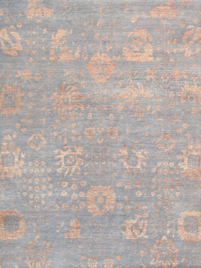 Canvello Transitional Hand - Knotted Grey Bsilk & Wool Area Rug - 10' X 13'9" - Canvello