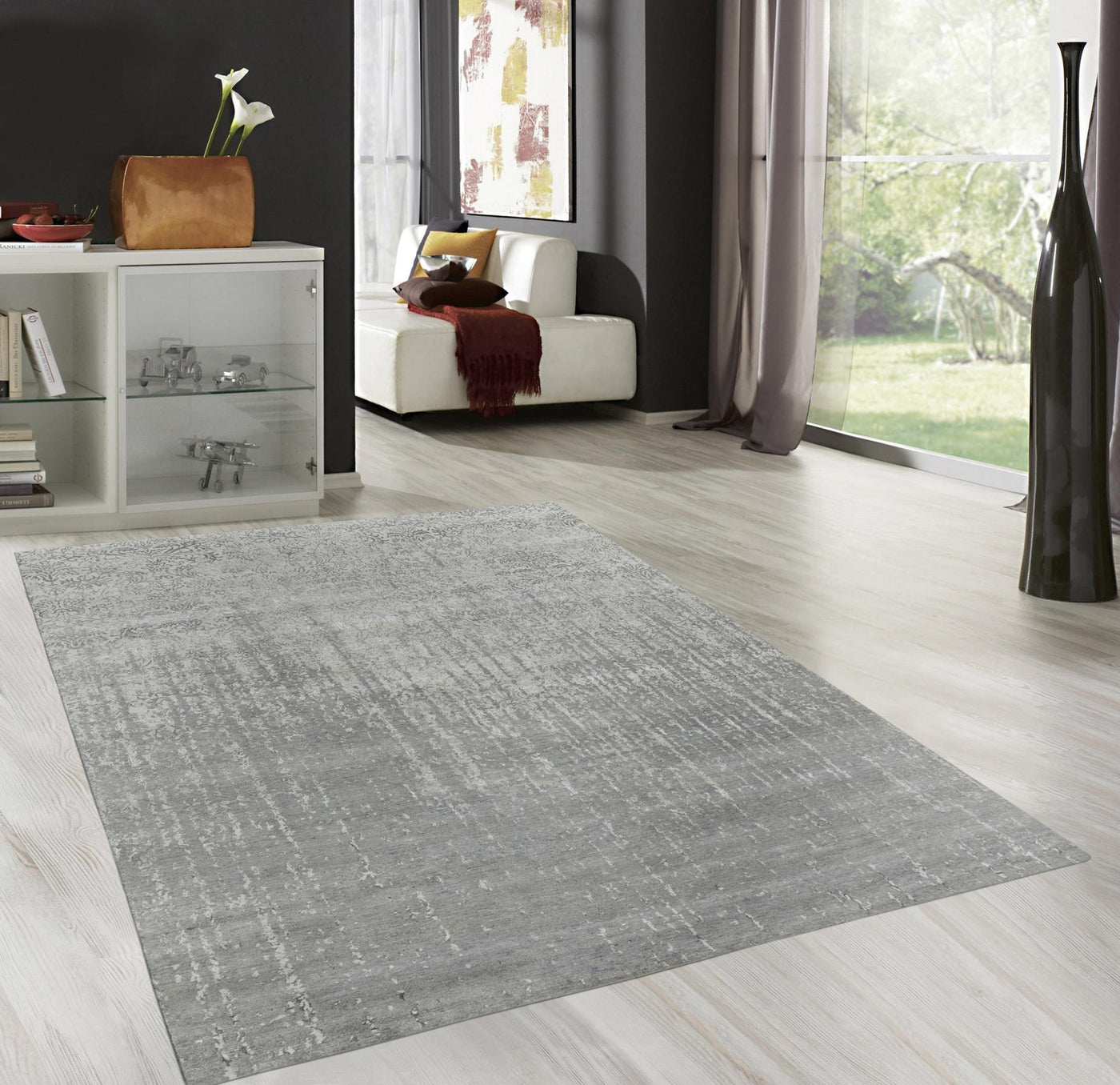 Canvello Transitional Hand-Knotted Silk & Wool Area Rug- 7'11" X 9'8"