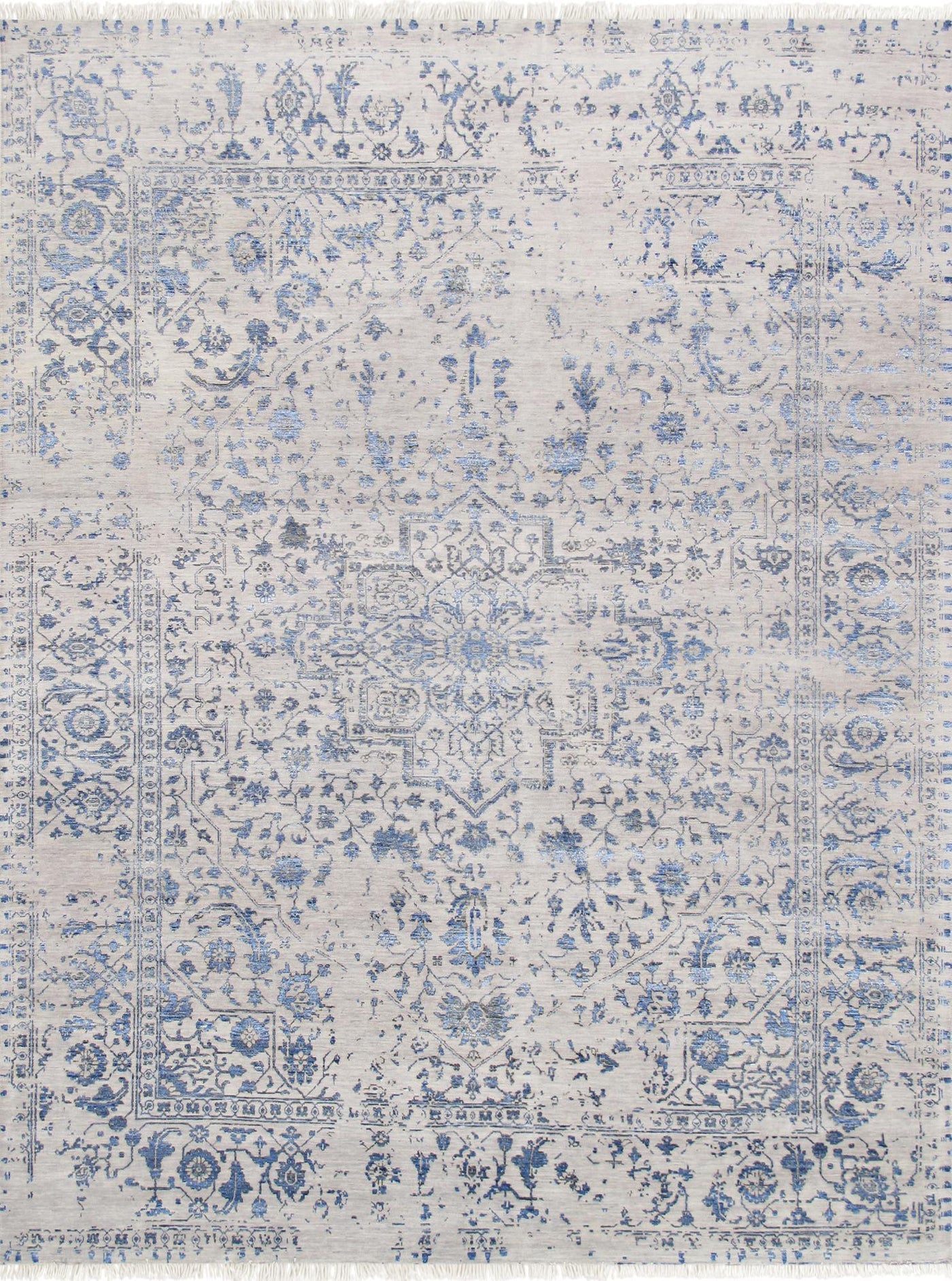 Canvello Transitional Hand-Knotted Silk & Wool Area Rug- 8'1" X 10'1"