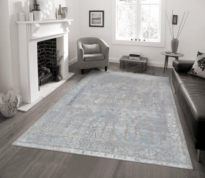 Canvello Transitional Hand-Knotted Silk & Wool Area Rug- 8'1" X 10'