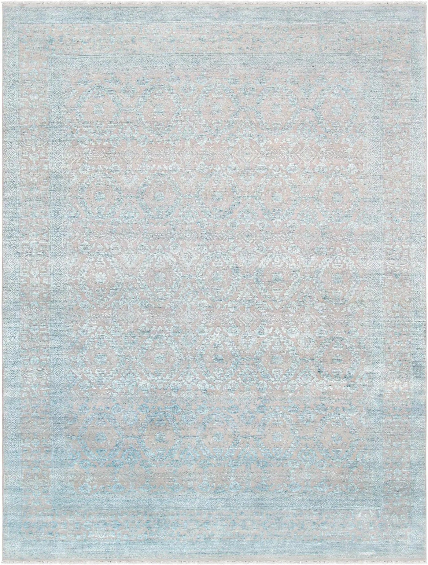 Canvello Transitional Hand-Knotted Silk & Wool Area Rug- 8'11" X 12'