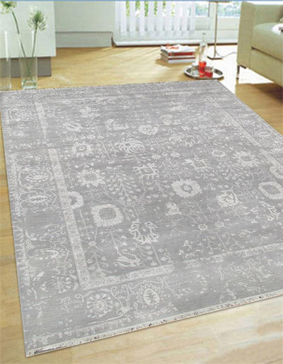 Canvello Transitional Hand-Knotted Silk & Wool Area Rug- 8' X 10'2"