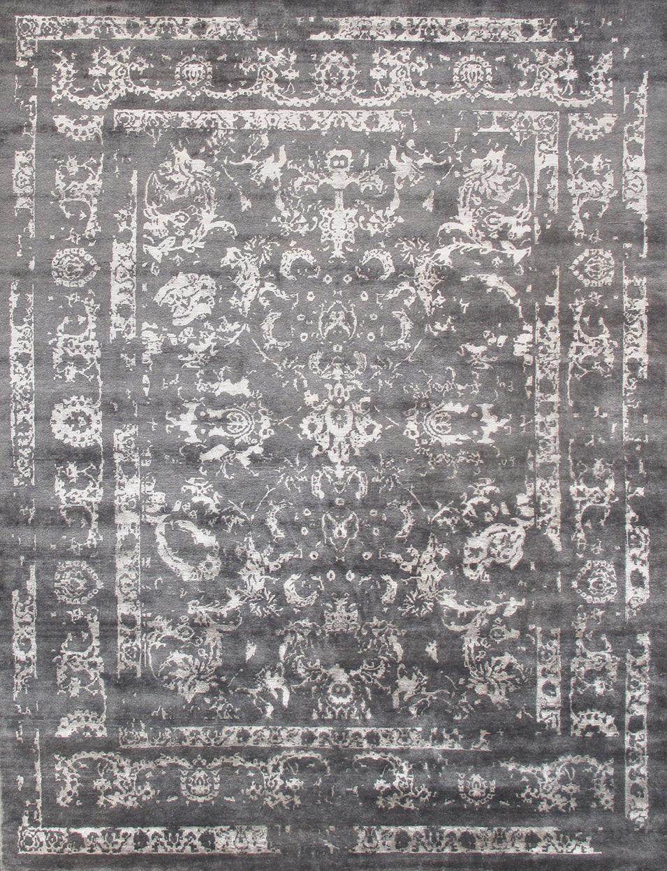 Canvello Transitional Hand-Knotted Silk Area Rug- 9'2" X 11'11"