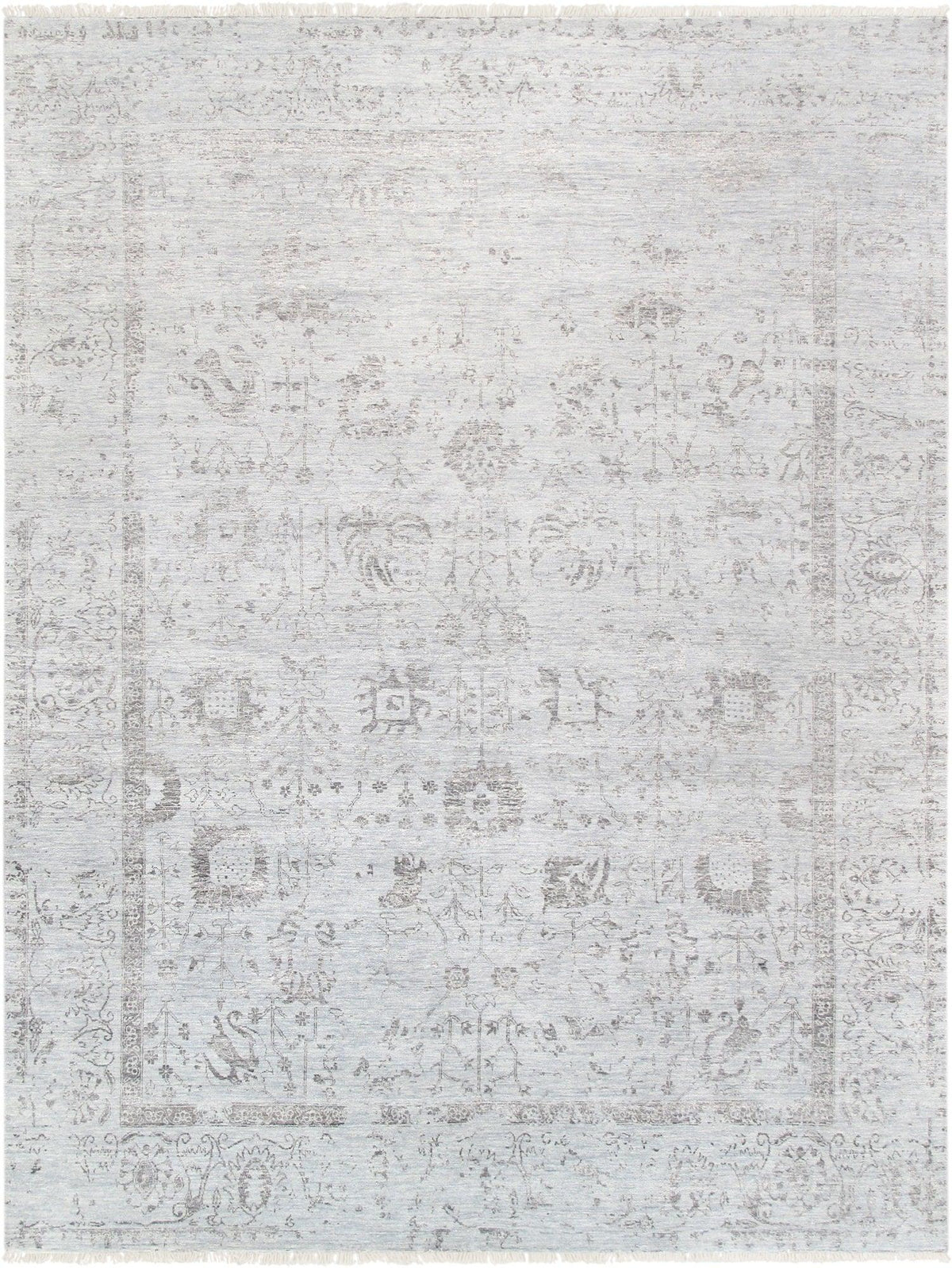 Alfombra de transición Canvello de seda y lana anudada a mano - 9' X 12'