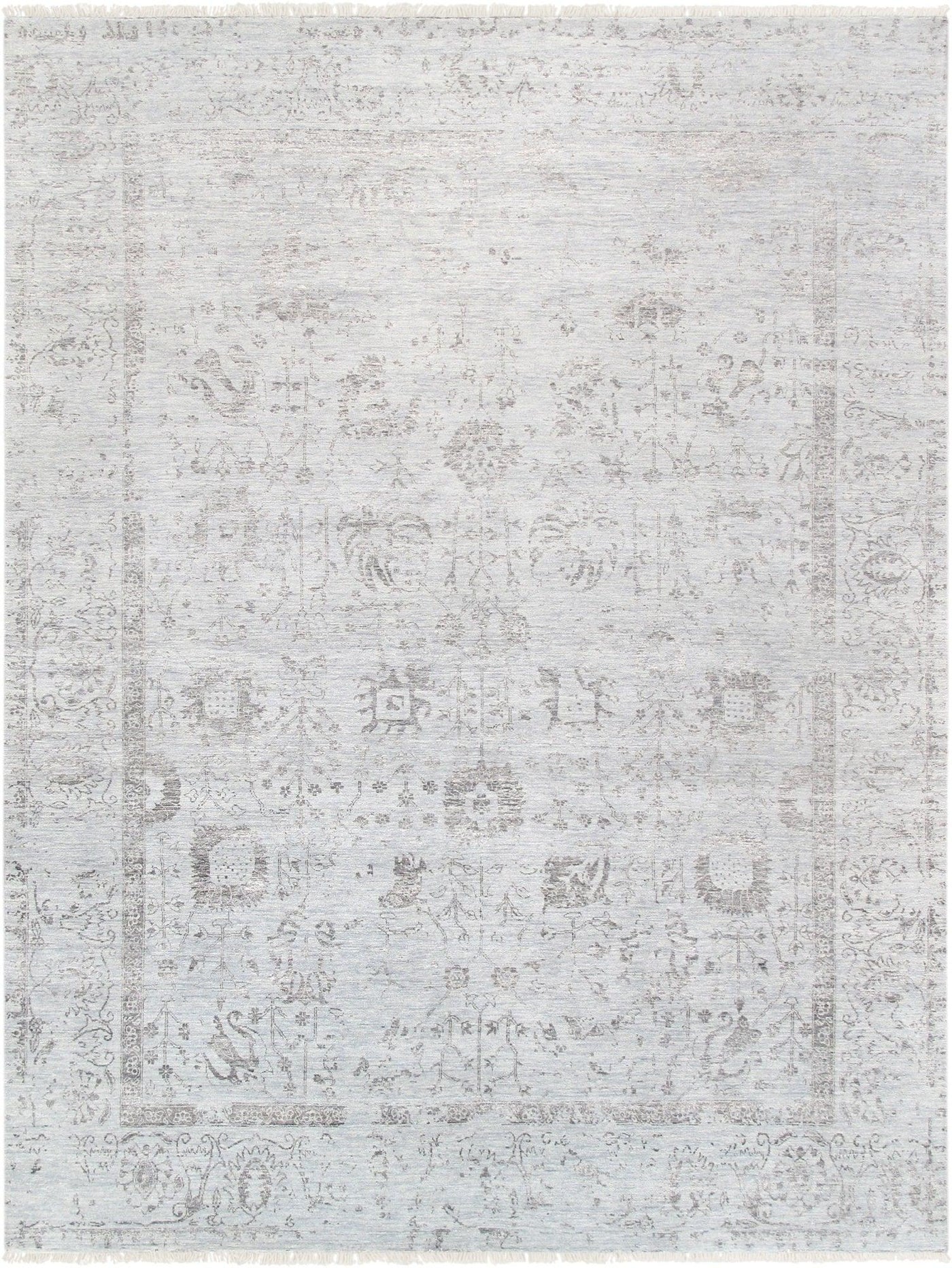 Canvello Transitional Hand - Knotted Silk & Wool Area Rug - 9' X 12' - Canvello