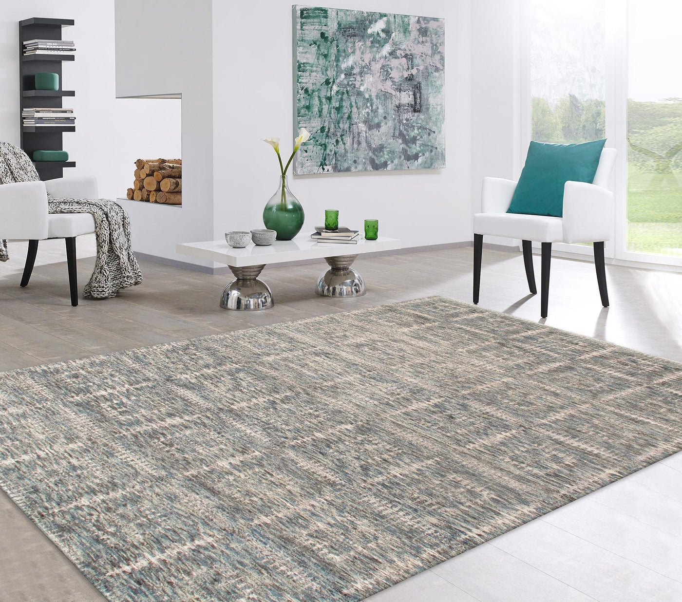 Canvello Transitional Hand-Knotted Wool Area Rug- 9' X 12'