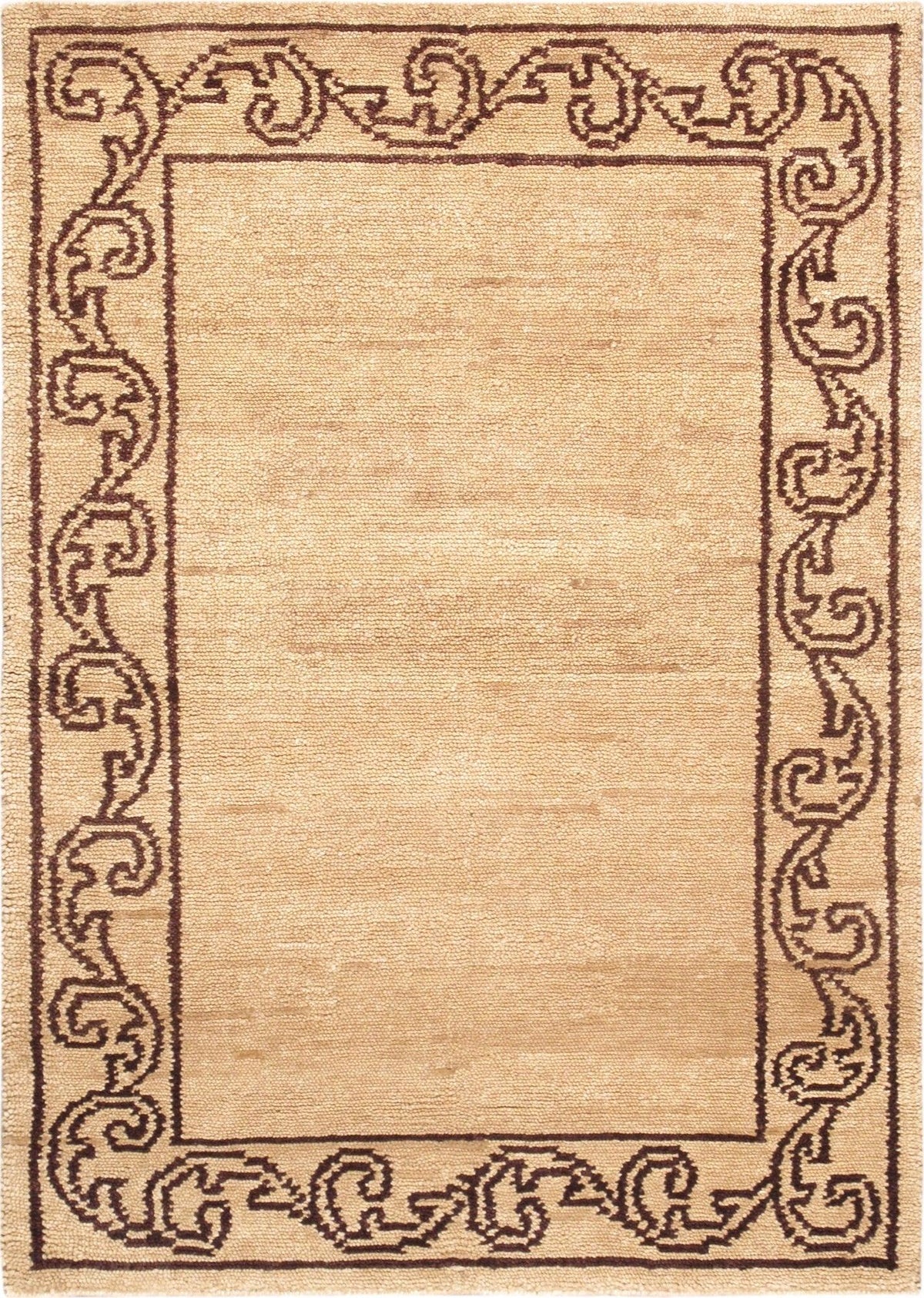Canvello Transitional Modern Hand-Knotted Lamb's Wool Area Rug- 4' X 5'10"