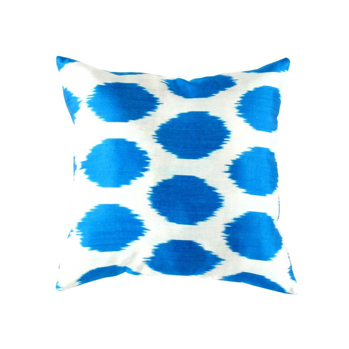 Canvello Turkish Blue Silk Ikat pillow - 16" X 16" - Canvello