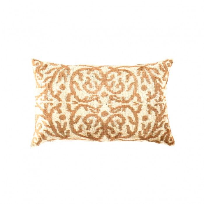 Canvello Turkish Brown Velvet IKAT Pillow - 16" X 24" - Canvello