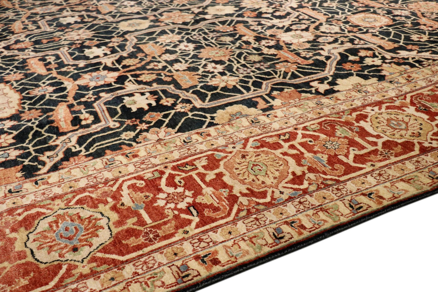Canvello Turkish Ferehan Hand-Knotted Lamb's Wool Area Rug- 9'1" X 12'2"