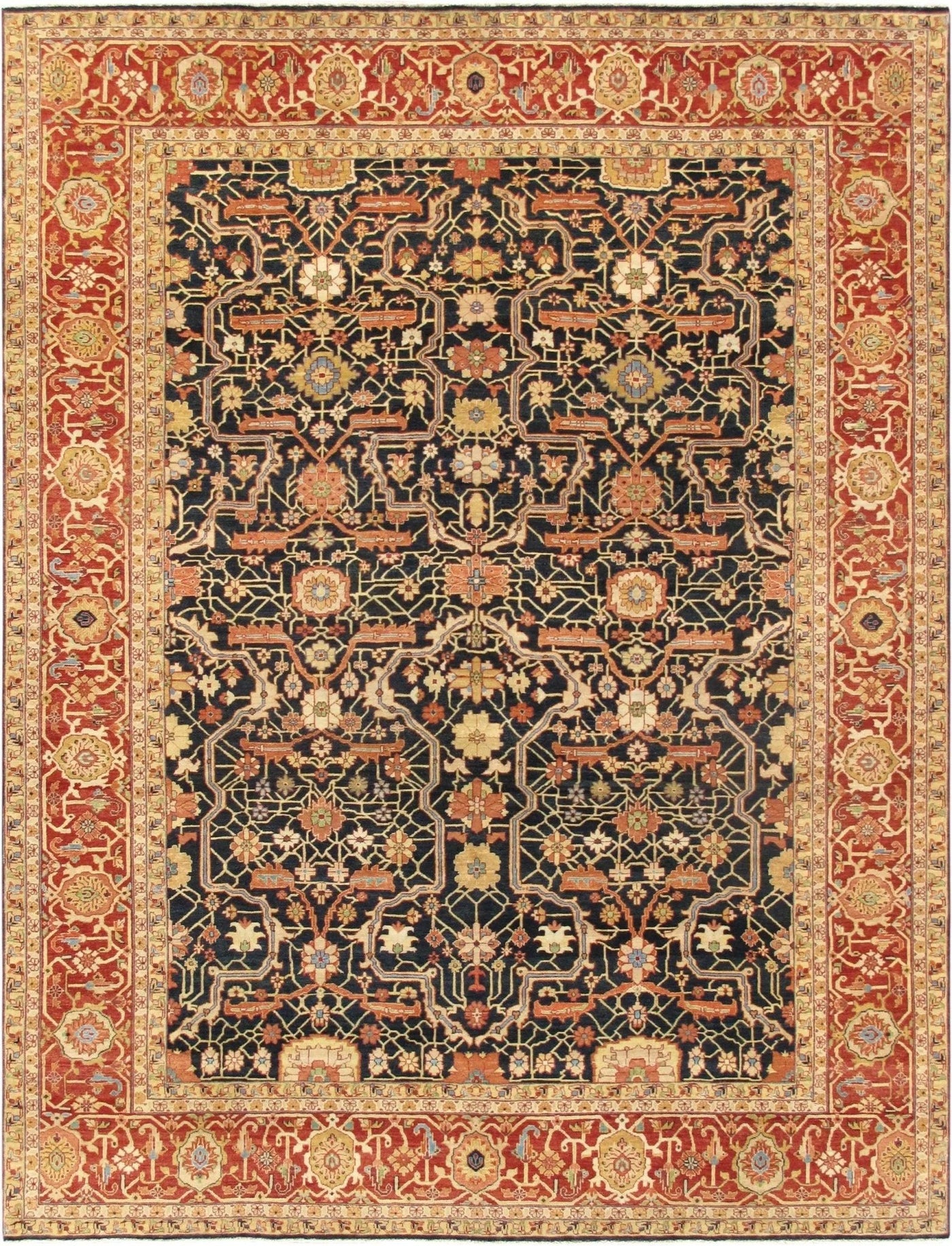 Canvello Turkish Ferehan Hand - Knotted Lamb's Wool Area Rug - 9'1" X 12'2" - Canvello