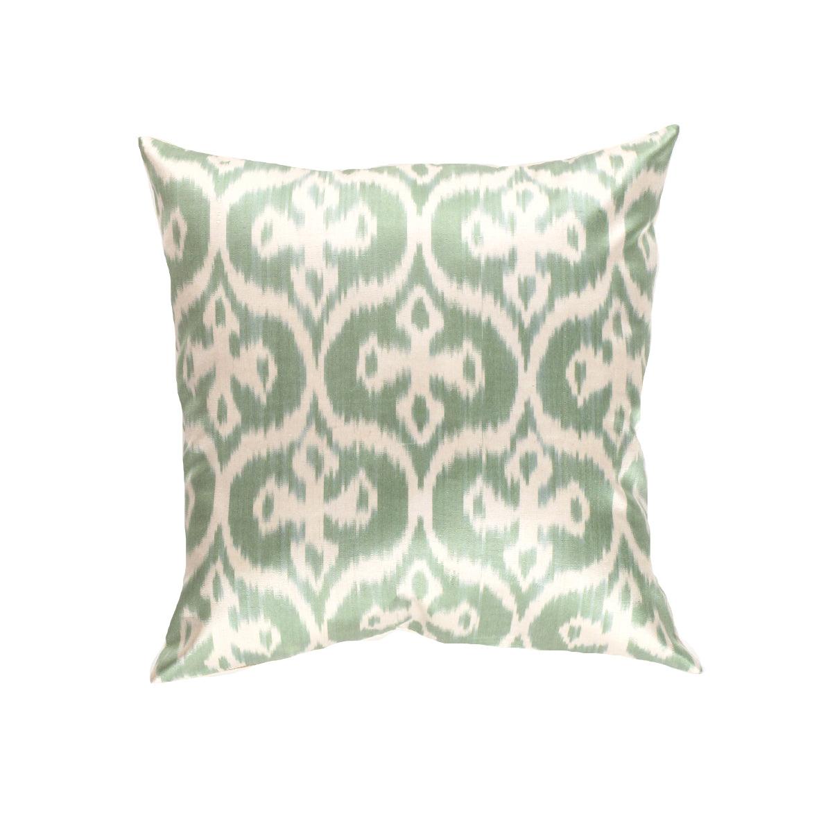 Canvello Turkish Green Silk Pillow Ikat - 20'' X 20" - Canvello