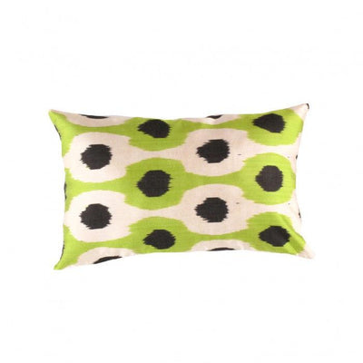Luxurious Green Silk Ikat Cushion | Green Silk Ikat Cushion | Canvello